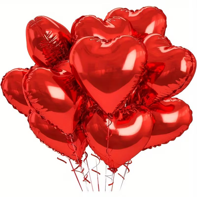 Red Heart Foil Helium Balloon 5Pcs