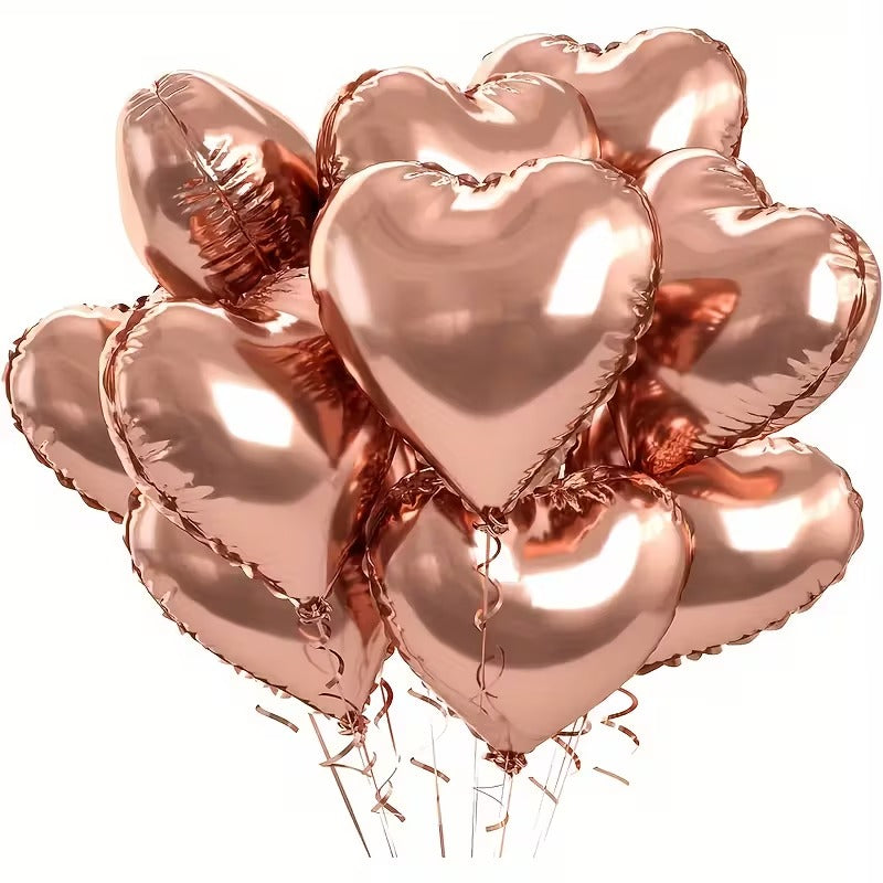 Rose Gold Heart Foil Helium Balloon 5Pcs