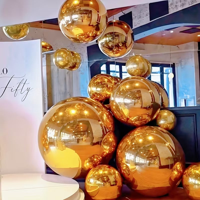 Gold Mirror Ball Balloon 8Pcs