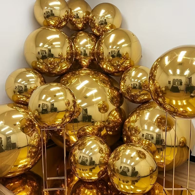 Gold Mirror Ball Balloon 8Pcs