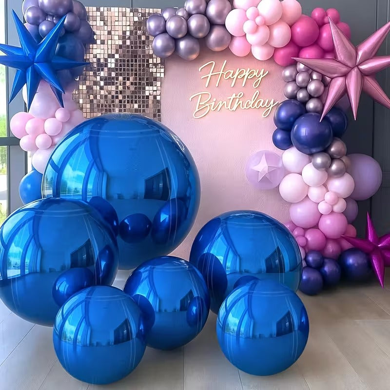 Blue Mirror Balloon Set 8Pcs