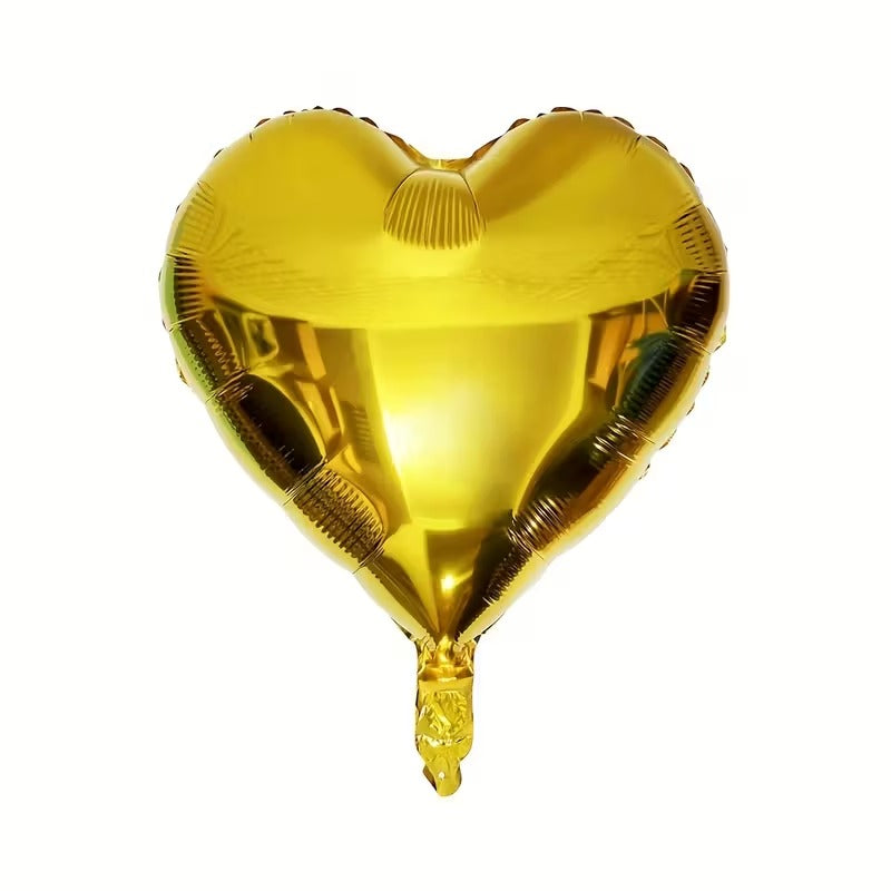 Gold Heart Foil Helium Balloon 5Pcs