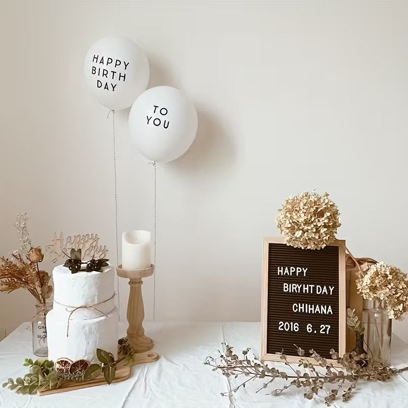 White Happy Birthday Balloons 5Pcs